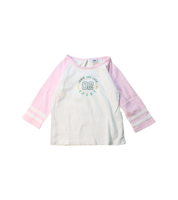 A Pink Long Sleeve T Shirts from Janie & Jack in size 2T for girl. (Front View)