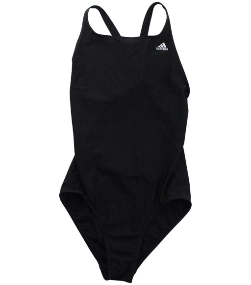 A Black Swimsuits from Adidas in size 13Y for girl. (Front View)