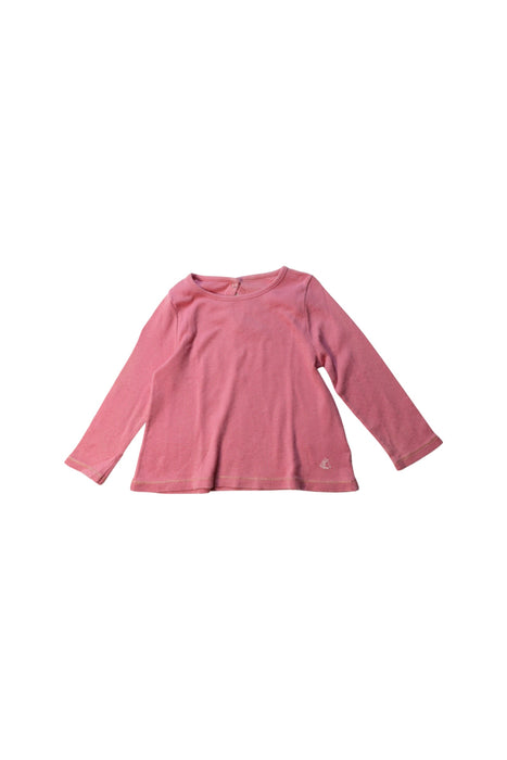 A Pink Long Sleeve T Shirts from Petit Bateau in size 12-18M for girl. (Front View)