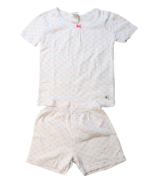 A White Pyjama Sets from Petit Bateau in size 4T for girl. (Front View)