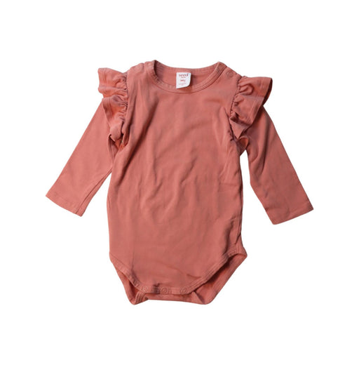 A Orange Long Sleeve Bodysuits from Seed in size 6-12M for girl. (Front View)
