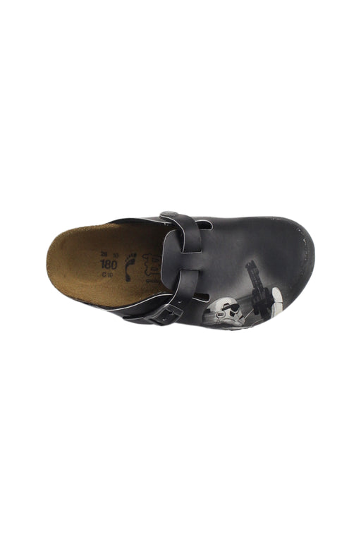A Black Slip Ons from Birkenstock in size 5T for boy. (Front View)