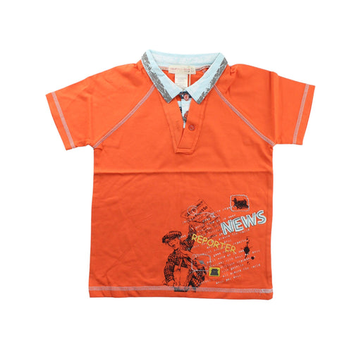 A Orange Short Sleeve Polos from Deux par Deux in size 4T for boy. (Front View)