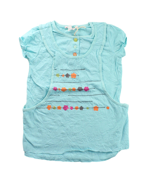 A Blue Short Sleeve Tops from Deux par Deux in size 4T for girl. (Front View)