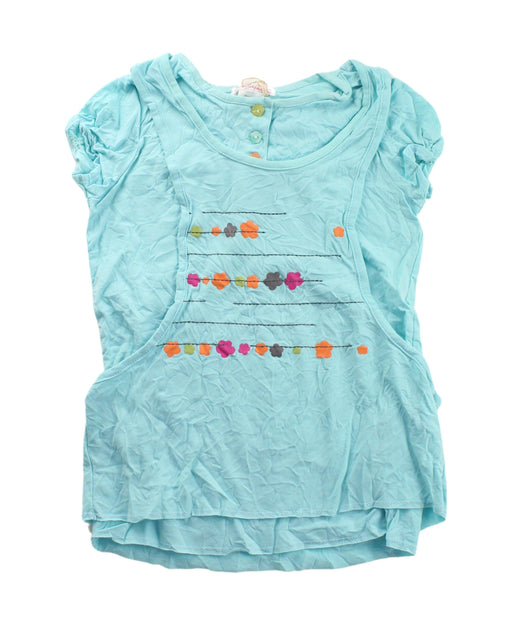 A Blue Short Sleeve Tops from Deux par Deux in size 5T for girl. (Front View)