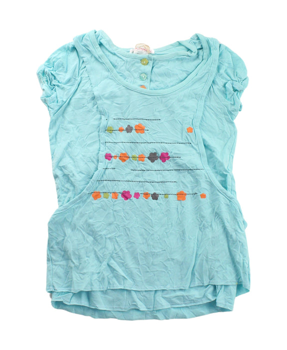 A Blue Short Sleeve Tops from Deux par Deux in size 5T for girl. (Front View)