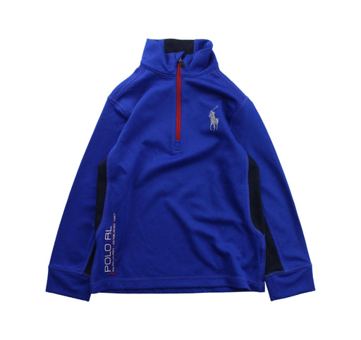 A Blue Zippered Sweatshirts from Polo Ralph Lauren in size 5T for boy. (Front View)