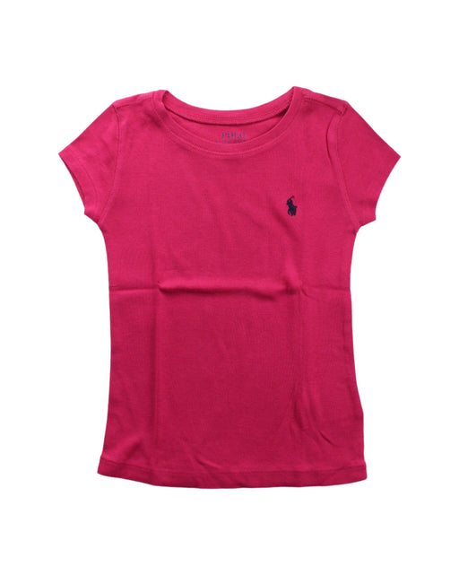 A Pink Short Sleeve T Shirts from Polo Ralph Lauren in size 5T for girl. (Front View)