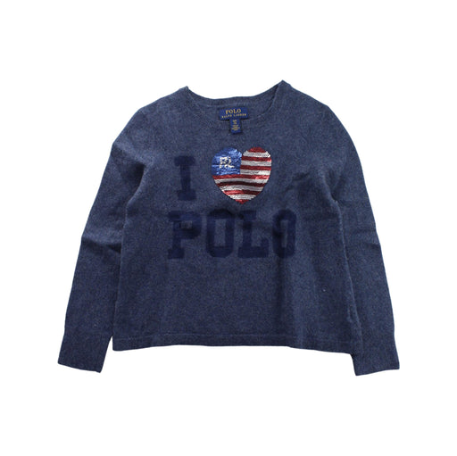 A Blue Knit Sweaters from Polo Ralph Lauren in size 7Y for boy. (Front View)