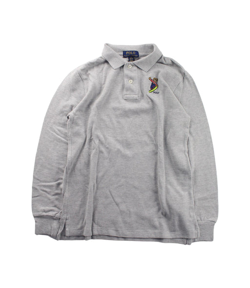 A Grey Long Sleeve Polos from Polo Ralph Lauren in size 10Y for boy. (Front View)