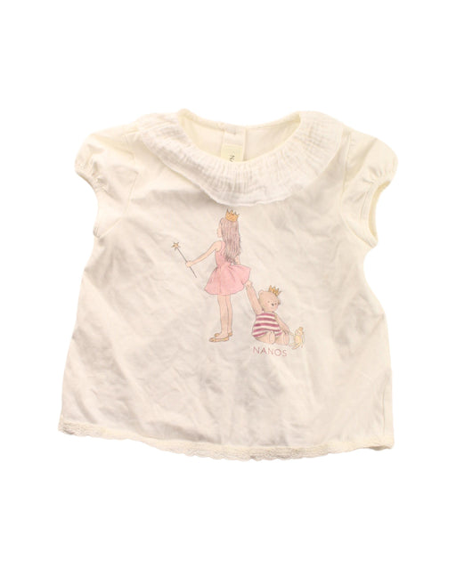 A White Short Sleeve Tops from Nanos in size 2T for girl. (Front View)