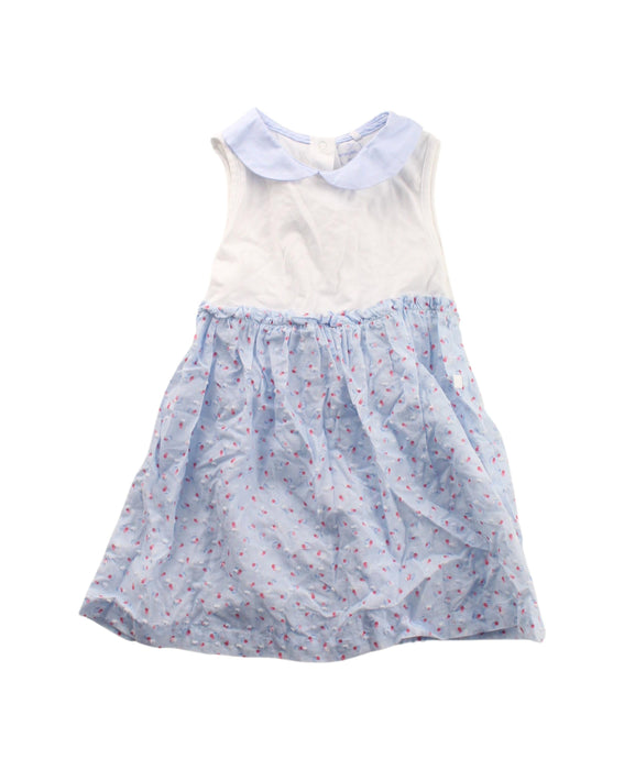 A Blue Sleeveless Dresses from Laranjinha in size 2T for girl. (Front View)