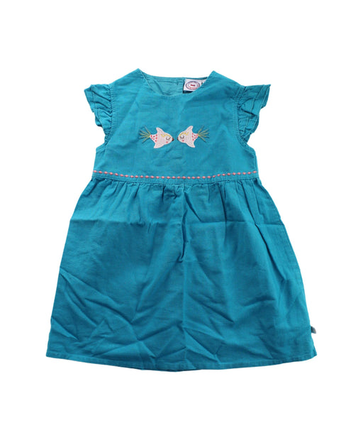 A Blue Short Sleeve Dresses from La Compagnie des Petits in size 2T for girl. (Front View)