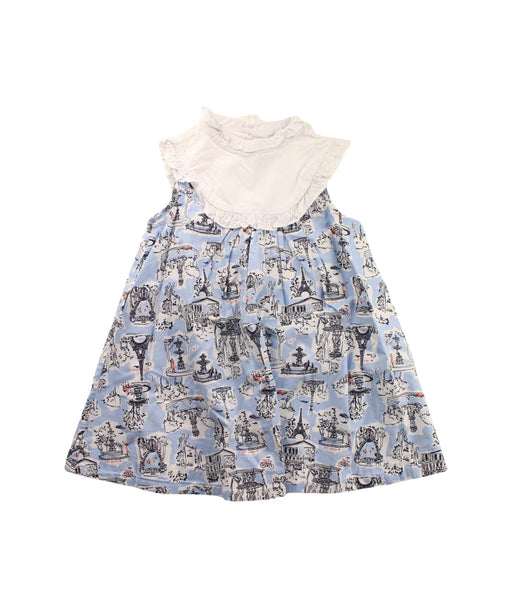 A Blue Sleeveless Dresses from Petit Bateau in size 4T for girl. (Front View)