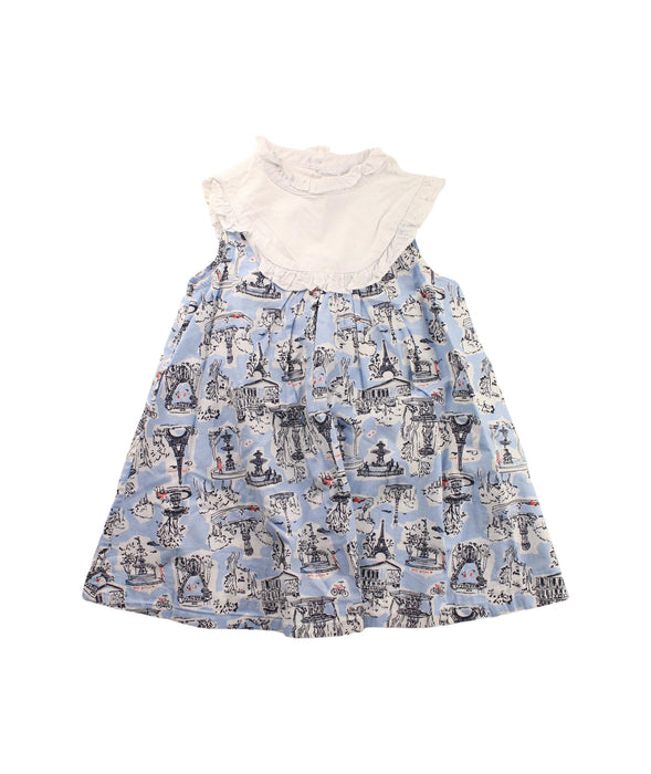 A Blue Sleeveless Dresses from Petit Bateau in size 4T for girl. (Front View)