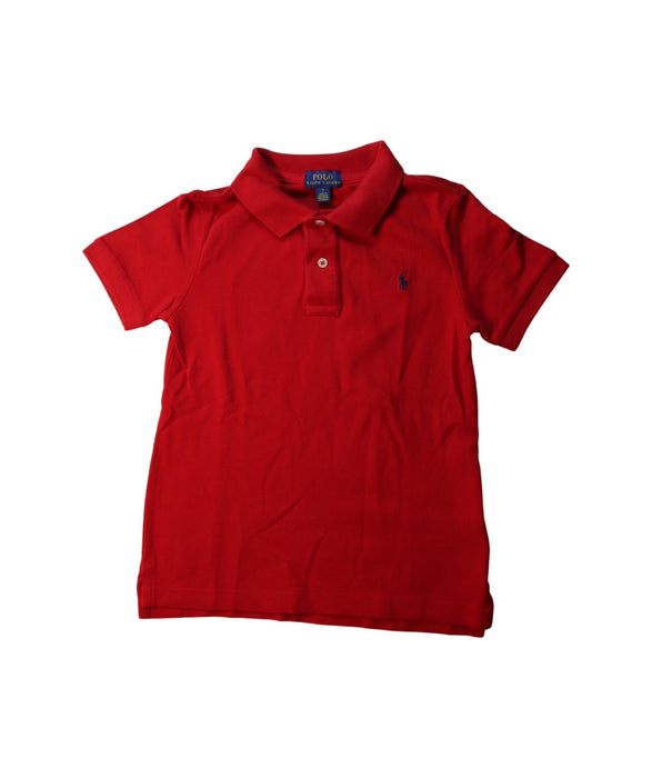 A Red Short Sleeve Polos from Polo Ralph Lauren in size 7Y for boy. (Front View)