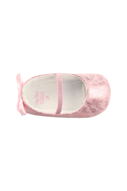 A Pink Flats from Chicco in size 6-12M for girl. (Front View)