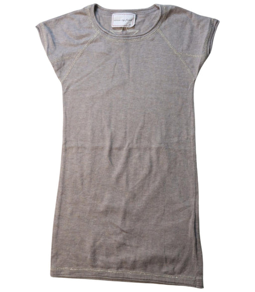 A Grey Short Sleeve Dresses from Excuse My French in size 4T for girl. (Front View)