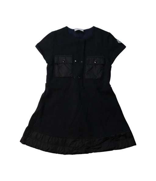 A Black Short Sleeve Dresses from Moncler in size 6T for girl. (Front View)