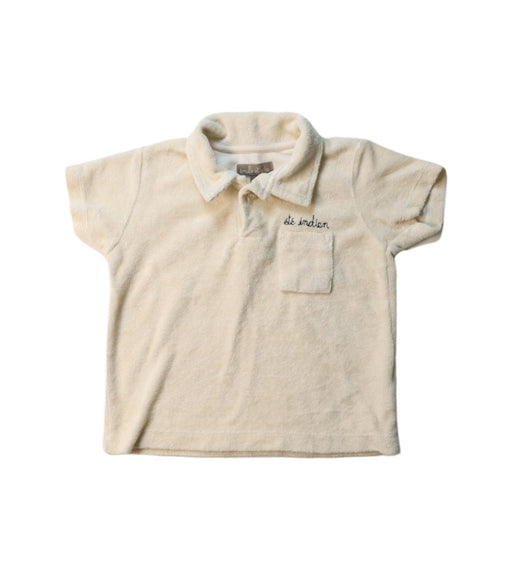 A Ivory Short Sleeve Polos from Emile et Ida in size 6-12M for boy. (Front View)