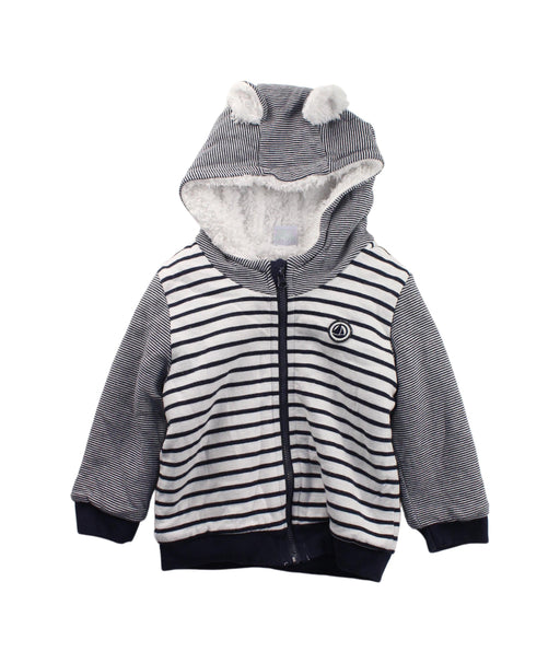 A Blue Zippered Sweatshirts from Petit Bateau in size 2T for boy. (Front View)