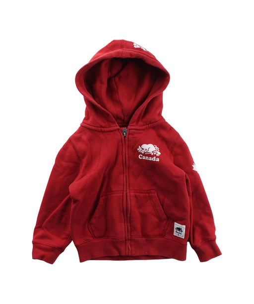 A Red Zippered Sweatshirts from Roots in size 18-24M for boy. (Front View)