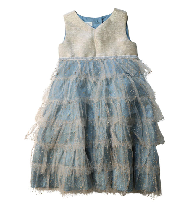 A Blue Sleeveless Dresses from Monsoon in size 2T for girl. (Front View)