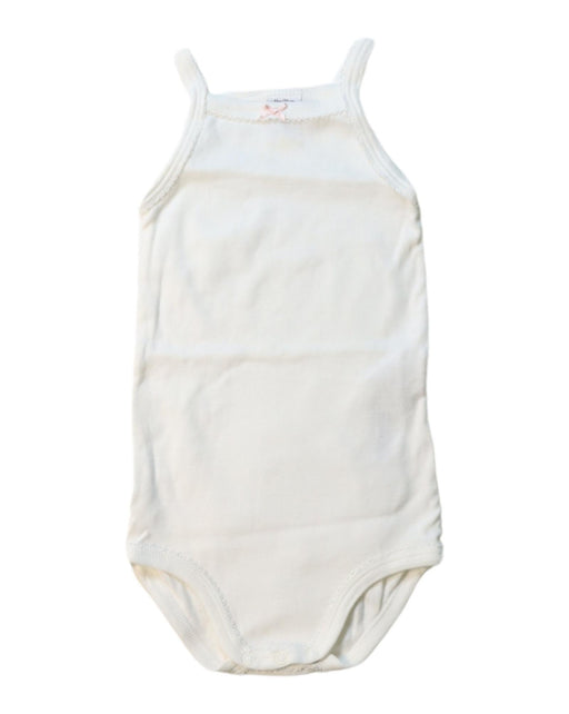 A White Sleeveless Bodysuits from Petit Bateau in size 12-18M for girl. (Front View)