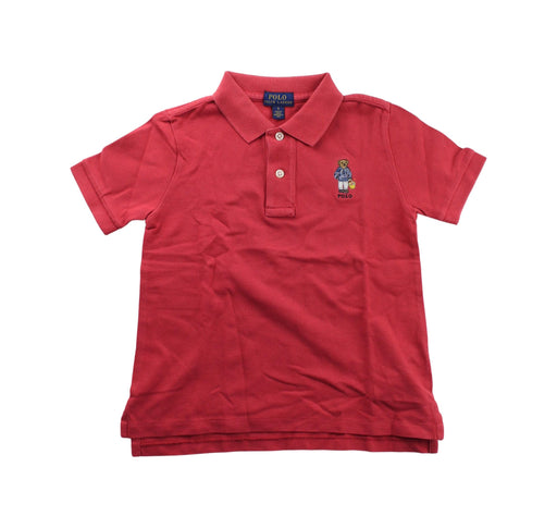 A Red Short Sleeve Polos from Polo Ralph Lauren in size 5T for boy. (Front View)
