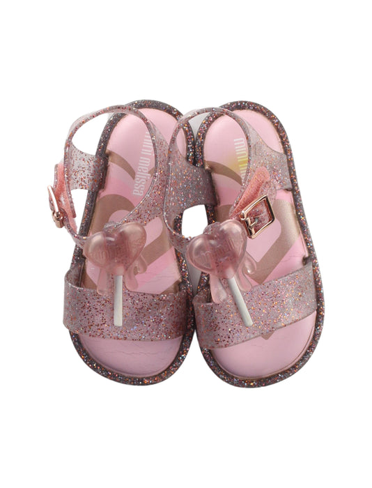 A Pink Sandals from Mini Melissa in size 18-24M for girl. (Back View)