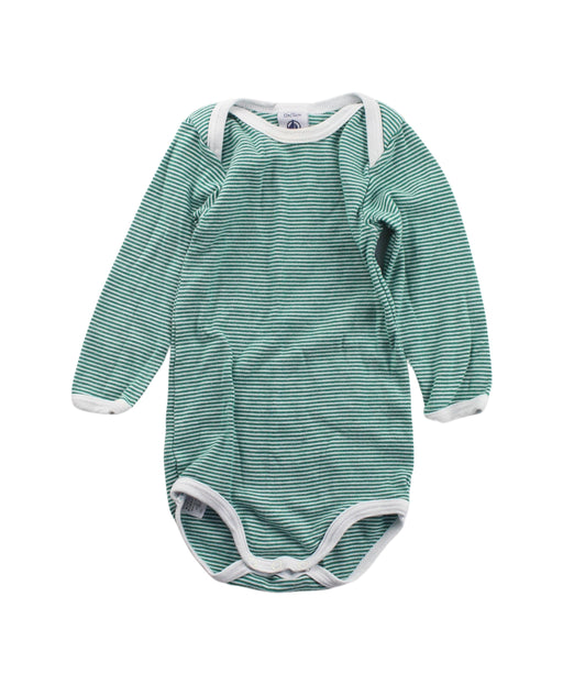 A Green Long Sleeve Bodysuits from Petit Bateau in size 6-12M for neutral. (Front View)