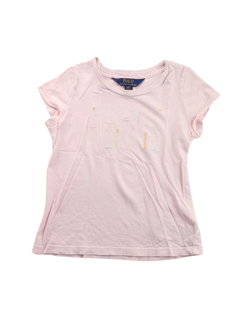 A Pink Short Sleeve T Shirts from Polo Ralph Lauren in size 4T for girl. (Front View)