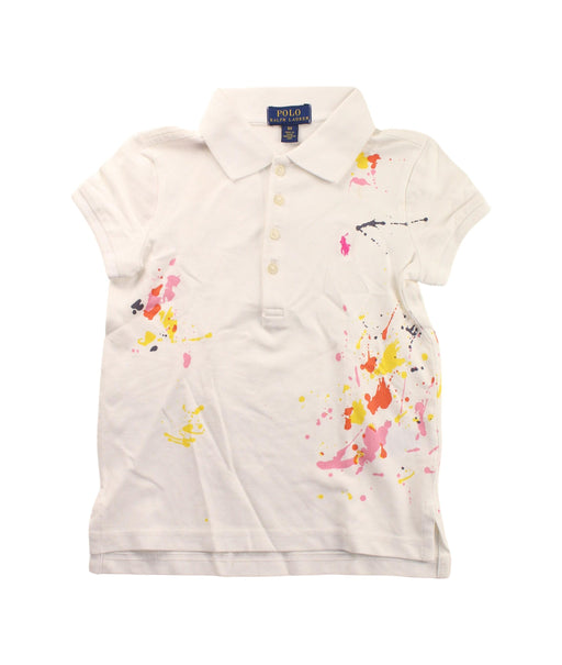 A White Short Sleeve Polos from Polo Ralph Lauren in size 6T for girl. (Front View)