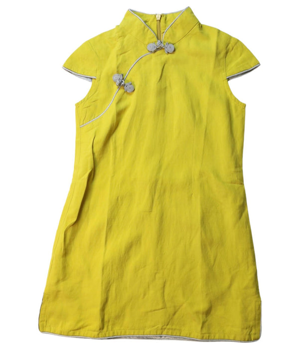 A Yellow Short Sleeve Dresses from Chouchou Chic in size 2T for girl. (Front View)