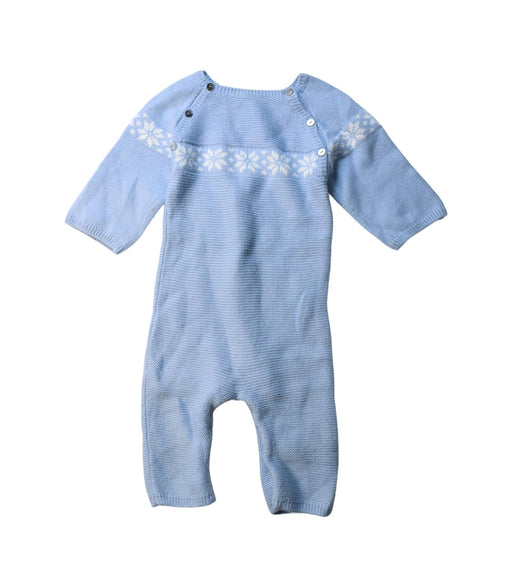 A Blue Long Sleeve Jumpsuits from Jacadi in size 3-6M for neutral. (Front View)
