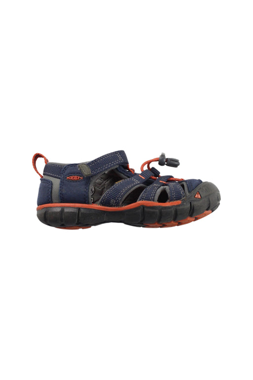 A Blue Sandals from Keen in size 5T for boy. (Front View)