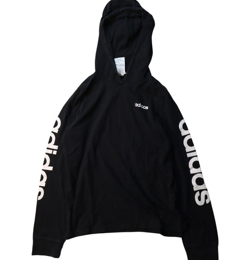 A Black Hooded Sweatshirts from Adidas in size 8Y for boy. (Front View)