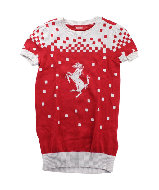 A Red Sweater Dresses from Ferrari in size 4T for girl. (Front View)