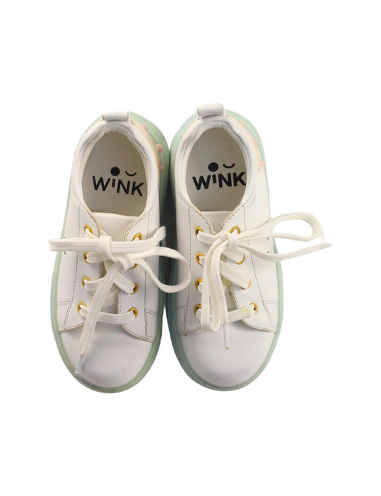 A White Sneakers from WiNK in size 4T for girl. (Back View)
