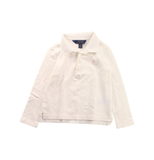 A White Long Sleeve Polos from Polo Ralph Lauren in size 4T for boy. (Front View)