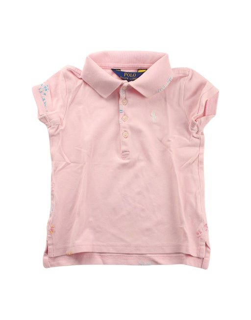 A Pink Short Sleeve Polos from Polo Ralph Lauren in size 4T for girl. (Front View)