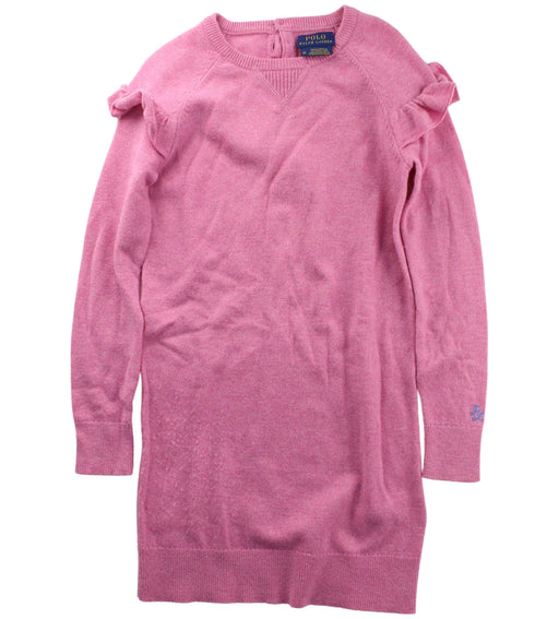 A Pink Sweater Dresses from Polo Ralph Lauren in size 6T for girl. (Front View)