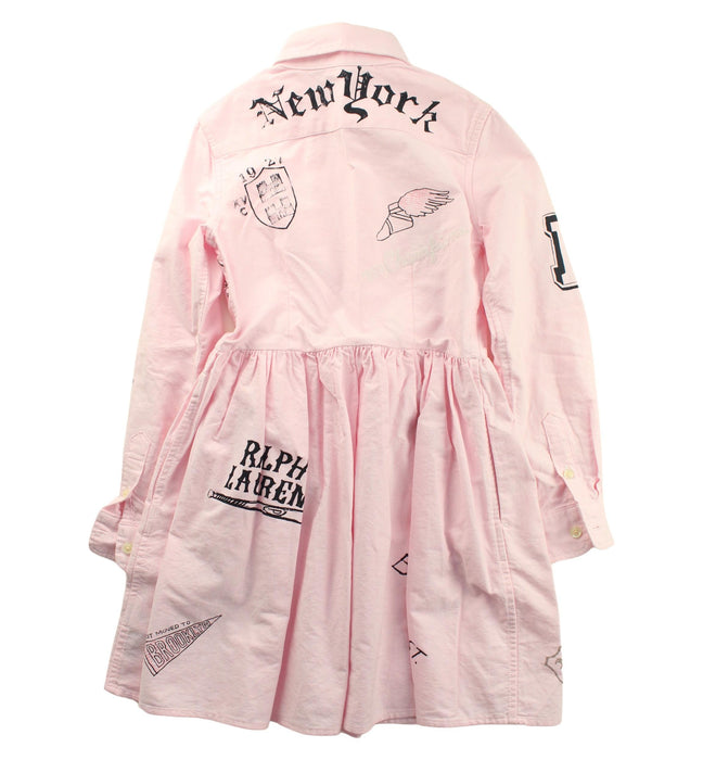 A Pink Long Sleeve Dresses from Polo Ralph Lauren in size 7Y for girl. (Back View)