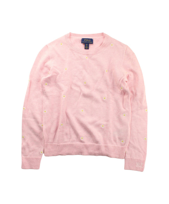 A Pink Knit Sweaters from Polo Ralph Lauren in size 7Y for girl. (Front View)