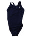 A Navy Swimsuits from TYR in size 7Y for girl. (Front View)