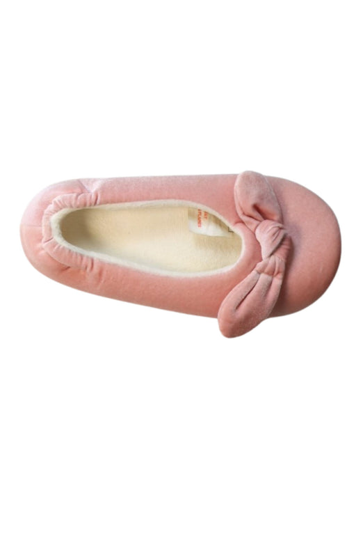 A Pink Slippers from The Little White Company in size 7Y for girl. (Front View)