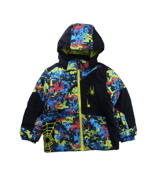 A Black Ski Jackets from Spyder in size 3T for boy. (Front View)