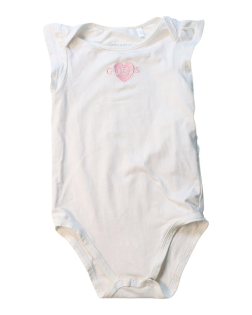 A White Short Sleeve Bodysuits from Guess in size 12-18M for girl. (Front View)