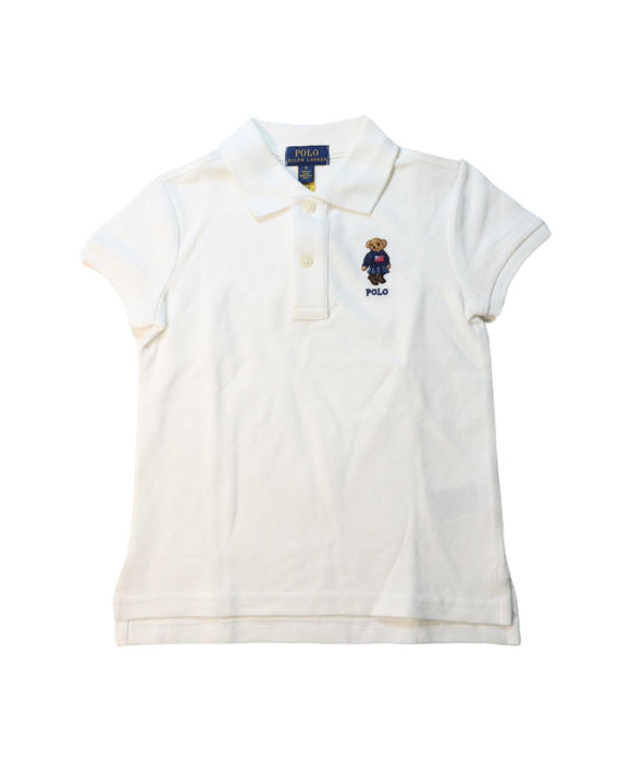 A White Short Sleeve Polos from Polo Ralph Lauren in size 6T for girl. (Front View)