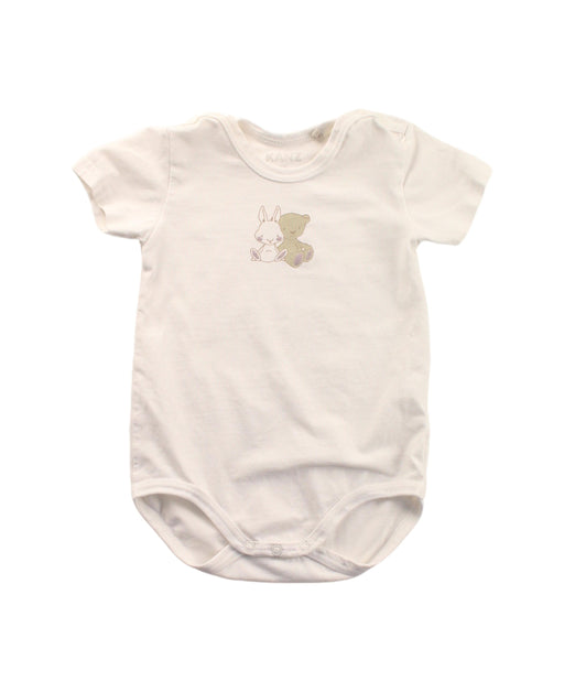 A White Short Sleeve Bodysuits from Kanz in size 3-6M for neutral. (Front View)